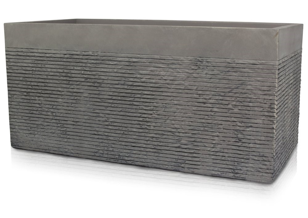 L1m Extra Large Light Grey Fibrecotta Brick Design Trough Planter - By Primrose™