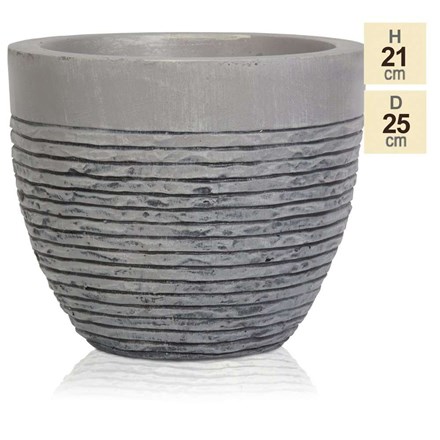 H21cm Small Light Grey Fibrecotta Brick Design Egg-Shaped Pot - By Primrose™