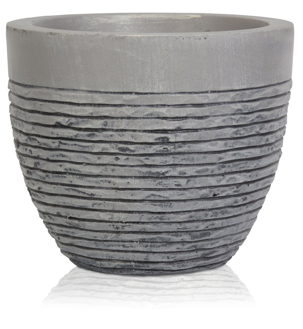 H21cm Small Light Grey Fibrecotta Brick Design Egg-Shaped Pot - By Primrose™