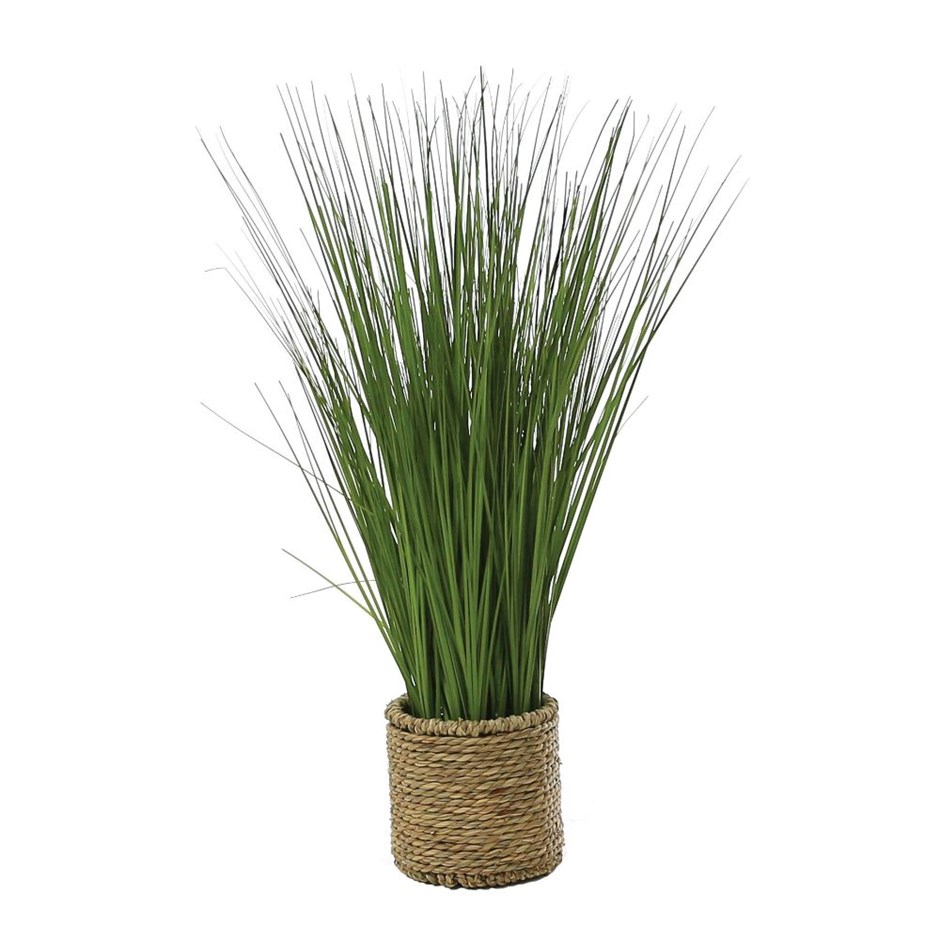 Artificial Grass in Rattan Basket | 30cm