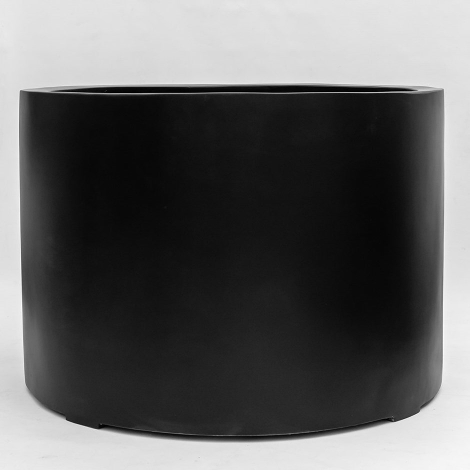 L1m Jumbo Fiberstone Low Cylinder Planter in Black