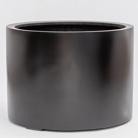 H50cm Large Stone Composite Low Cylinder Planter in Black