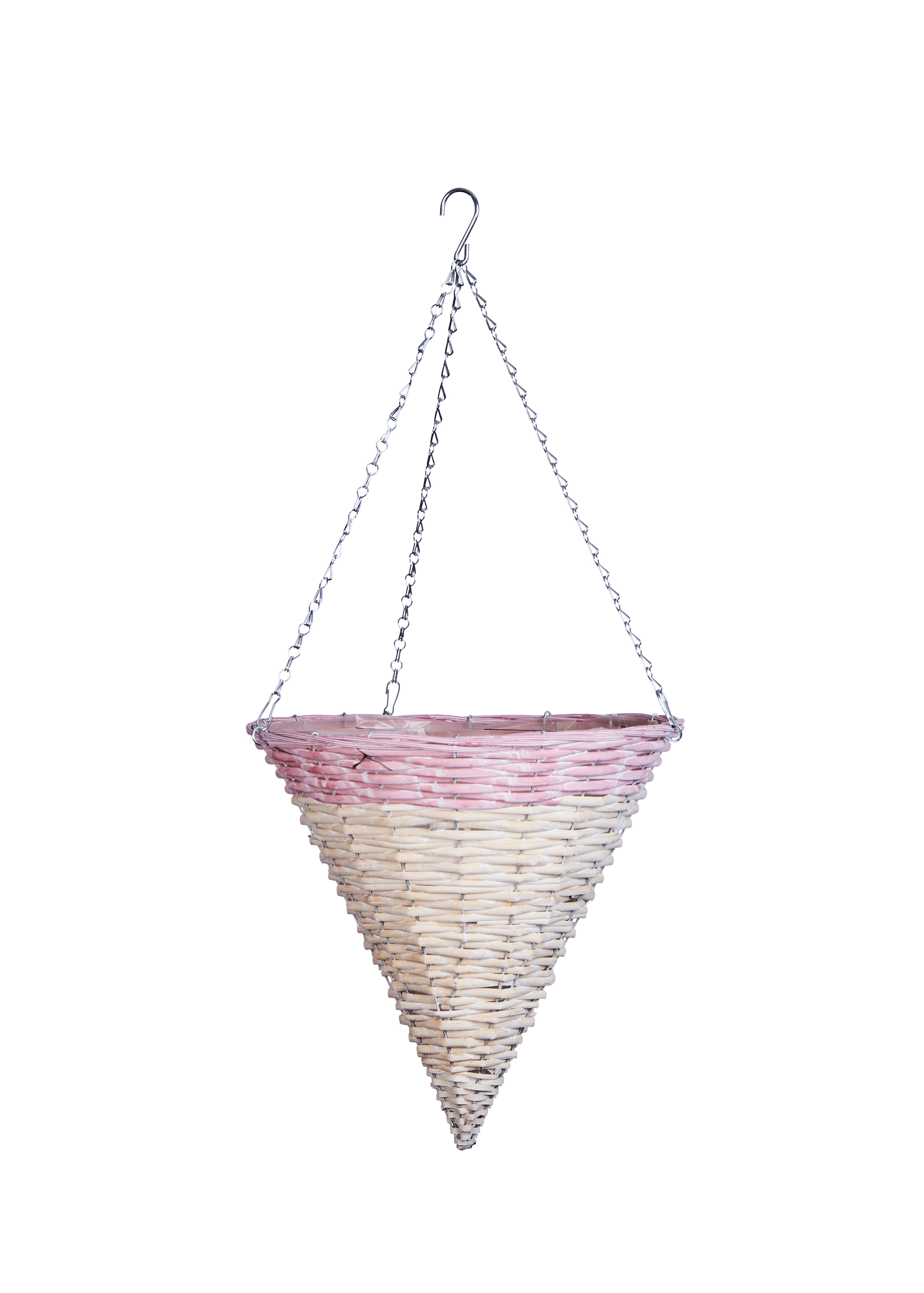 Hanging Basket 14\ Candy Pink Cone Rattan