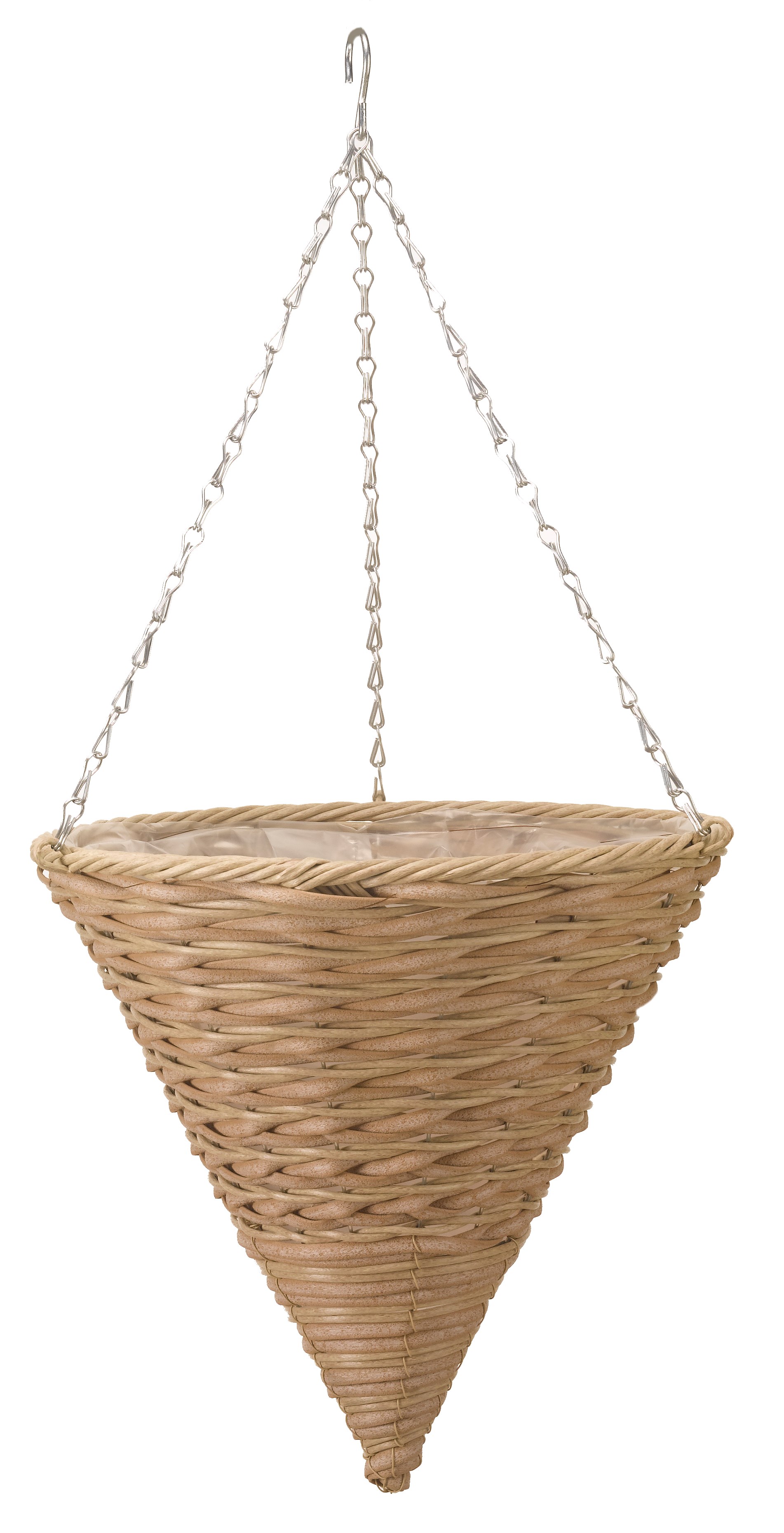 Hanging Basket 14\ Mocha Faux Rattan Cone