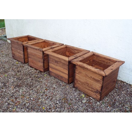 Charles Taylor Wooden Garden Set of 4 47cm x 38.5cm Square Planters