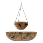 Black 76cm Perching Birds Window Box and 36cm Hanging Basket Set