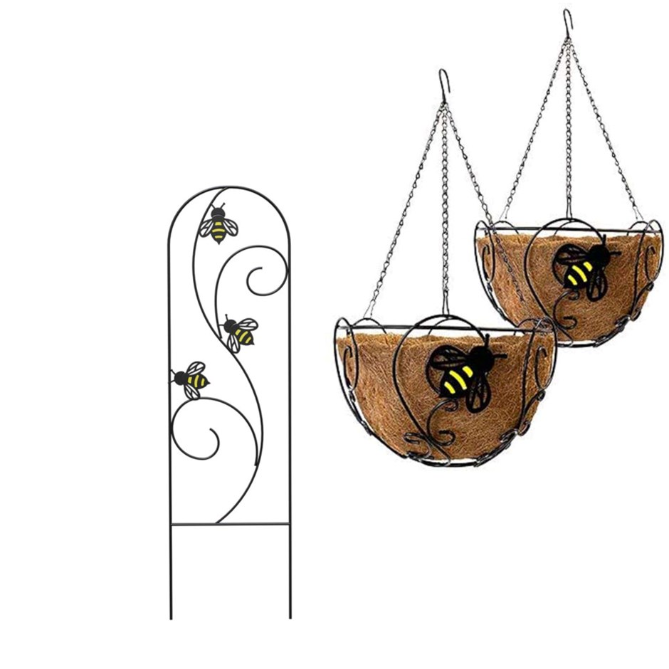 Bee-Conscious Hanging Basket Twin-Pack and Trellis Pot