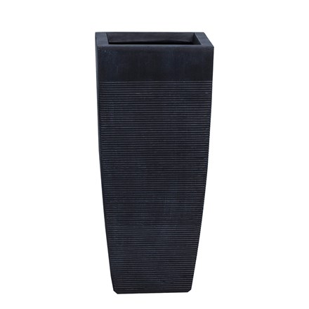 H80Cm Fibrecotta Tall Cube Planter In Charcoal By Primrose