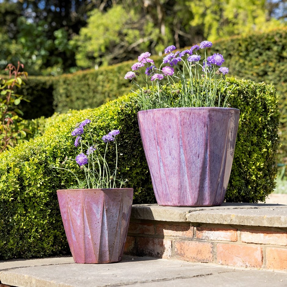 Purple Glazed Terracotta Round Planter