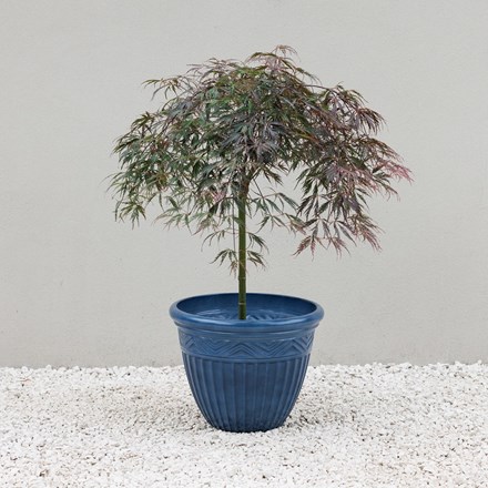 L44Cm Plastic Round Planter In Marine By Primrose