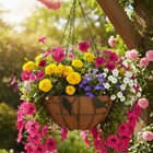 Perching Birds Hanging Basket With Coco Liner