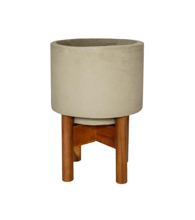 31cm Concrete Grey Planter with Stand