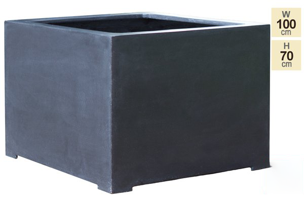 L100cm Titanic Black Polystone Cube Planter