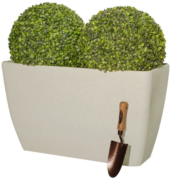White Stone Effect Trough Planter