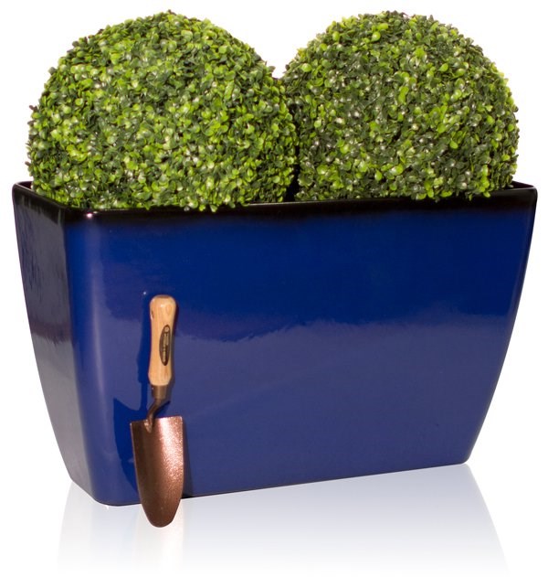 Royal Blue Glazed Effect Trough Planter