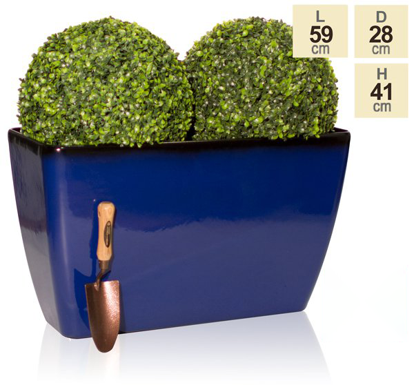 59cm Royal Blue Glaze Effect Trough Planter - By Primrose™