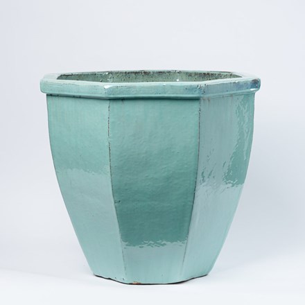 40cm Glazed Jade Ceramic Octagon Planter - Small