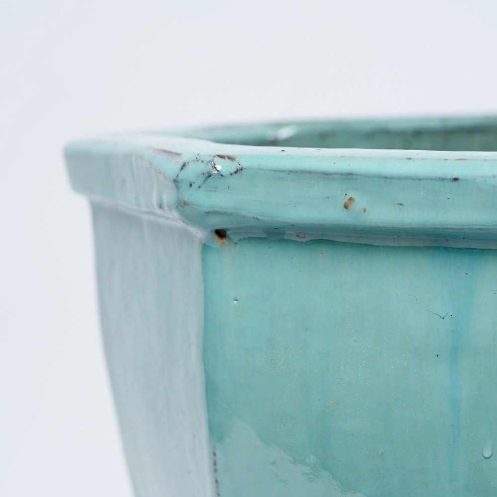 40cm Glazed Jade Ceramic Octagon Planter - Small