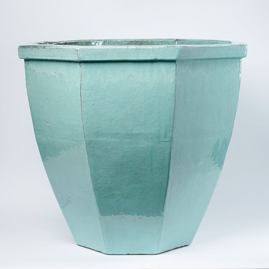 65cm Glazed Jade Ceramic Octagon Planter - Large