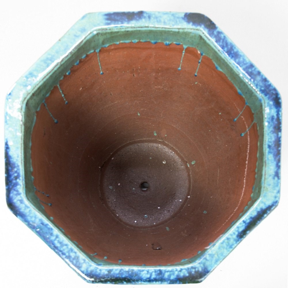 65cm Glazed Jade Ceramic Octagon Planter - Large