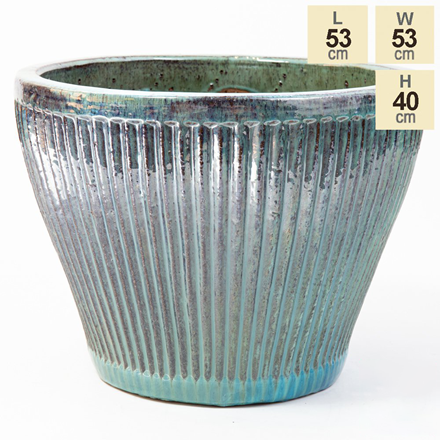 40cm Linear Jade Glazed Ceramic Bowl Planter - Large