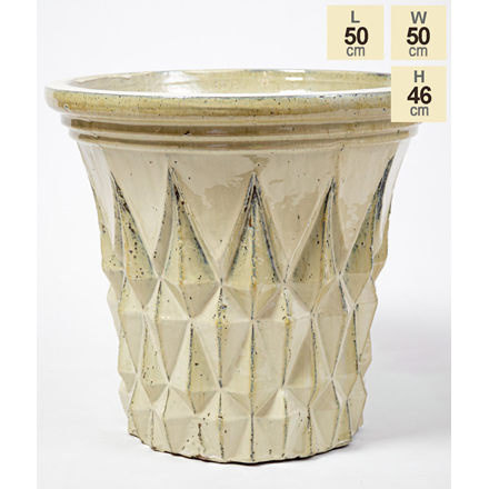 46cm Barcelona Glazed Yellow Ceramic Geometric Flared Pattern Planter