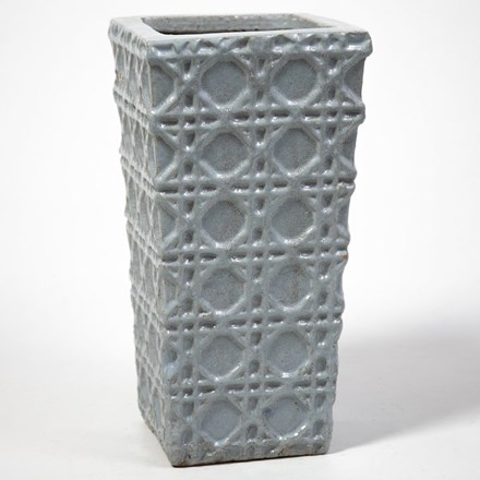 50cm Thales Glazed Grey Ceramic Geometric Pattern Tall Planter - Small