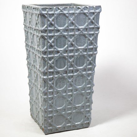 75cm Thales Glazed Grey Ceramic Geometric Pattern Tall Planter - Large