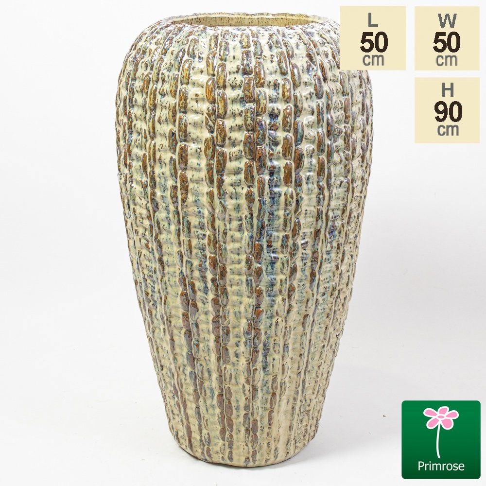 H46cm Ceramic Flared Cylinder Planter in Cream by Primrose