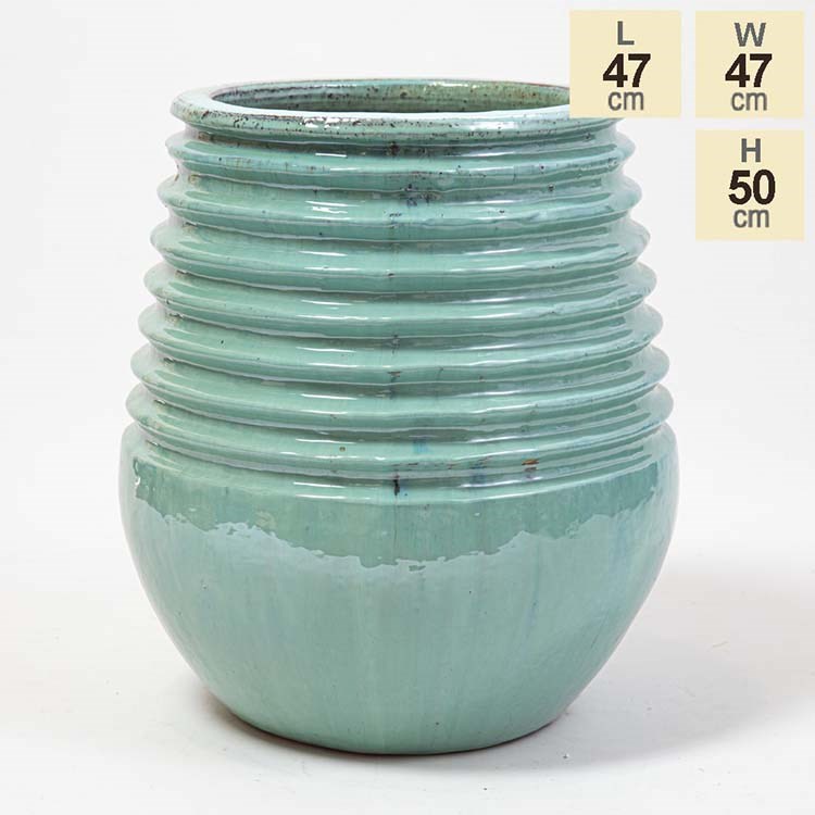 50cm Glazed Blue Ceramic Planter