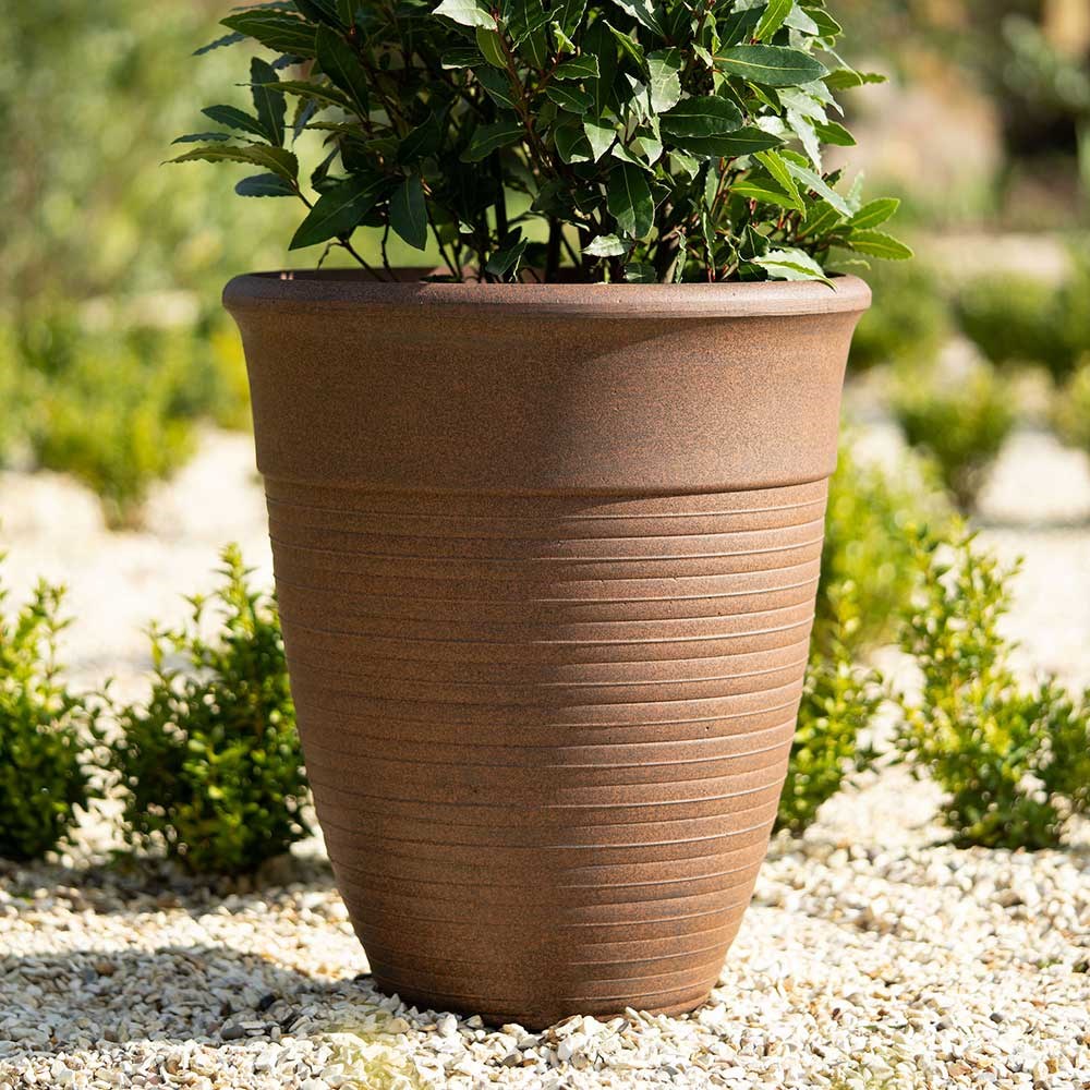 57cm Tall Round Planter in Rust