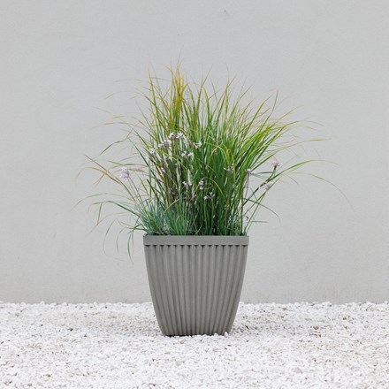 36cm Flared Square Planter In Grey
