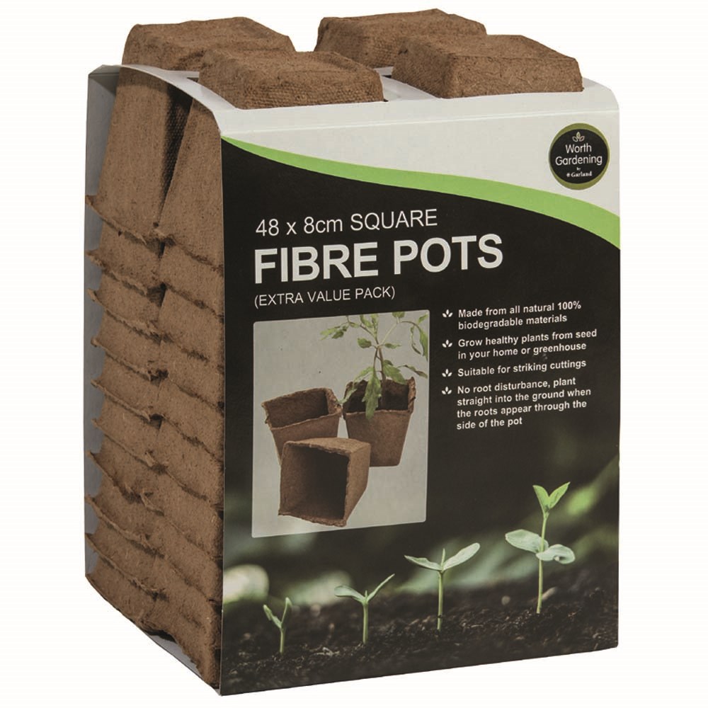 Square Fibre Pots Extra Value Pack - 48 x 8cm