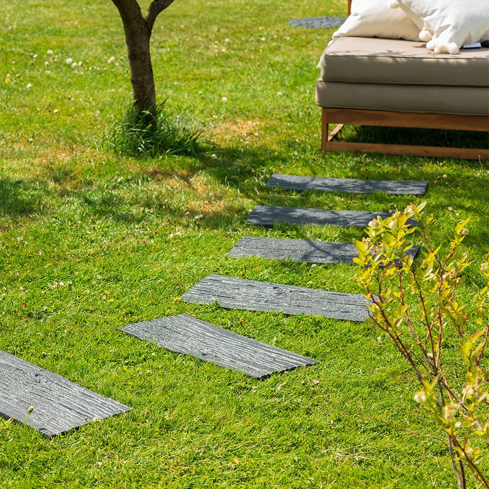 L 25cm Rubber Rail Road Tie Stepping Stone Grey - Single