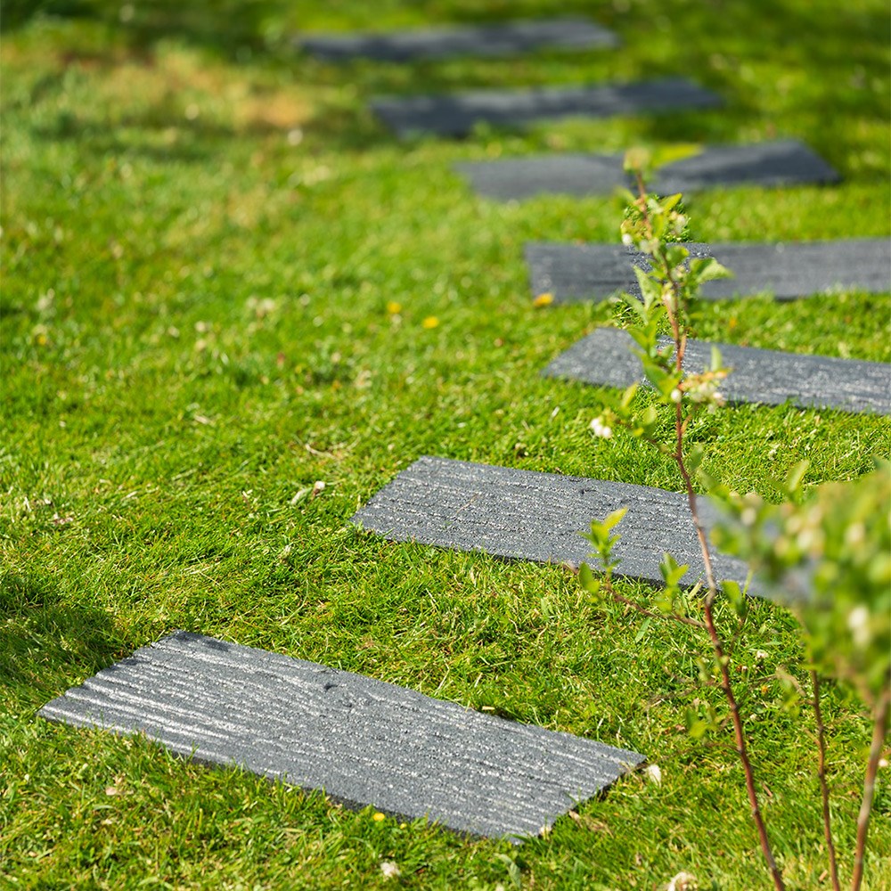 L 25cm Rubber Rail Road Tie Stepping Stone Grey - Single