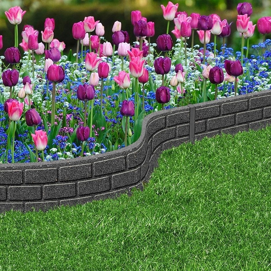 15cm Recycled Garden Border Ultra Curve Brick Grey