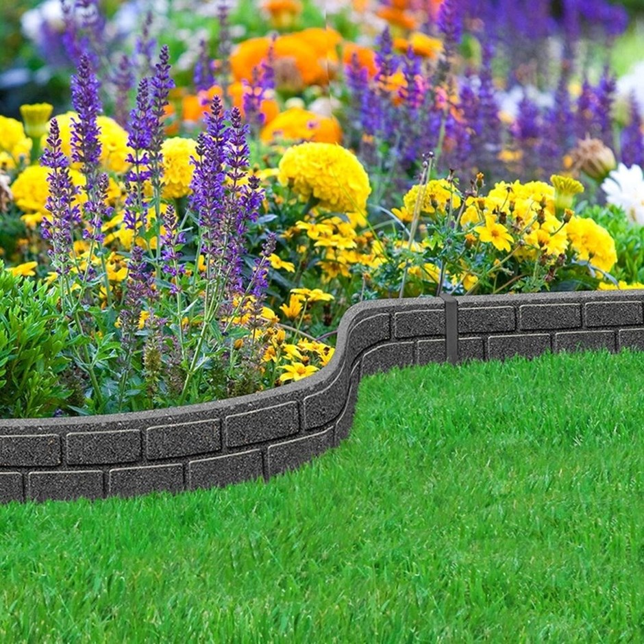9cm Recycled Garden Border Ultra Curve Brick Grey