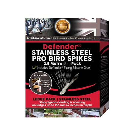 Defender® Stainless Steel Pro Bird Spikes 2.5 Metre Pack