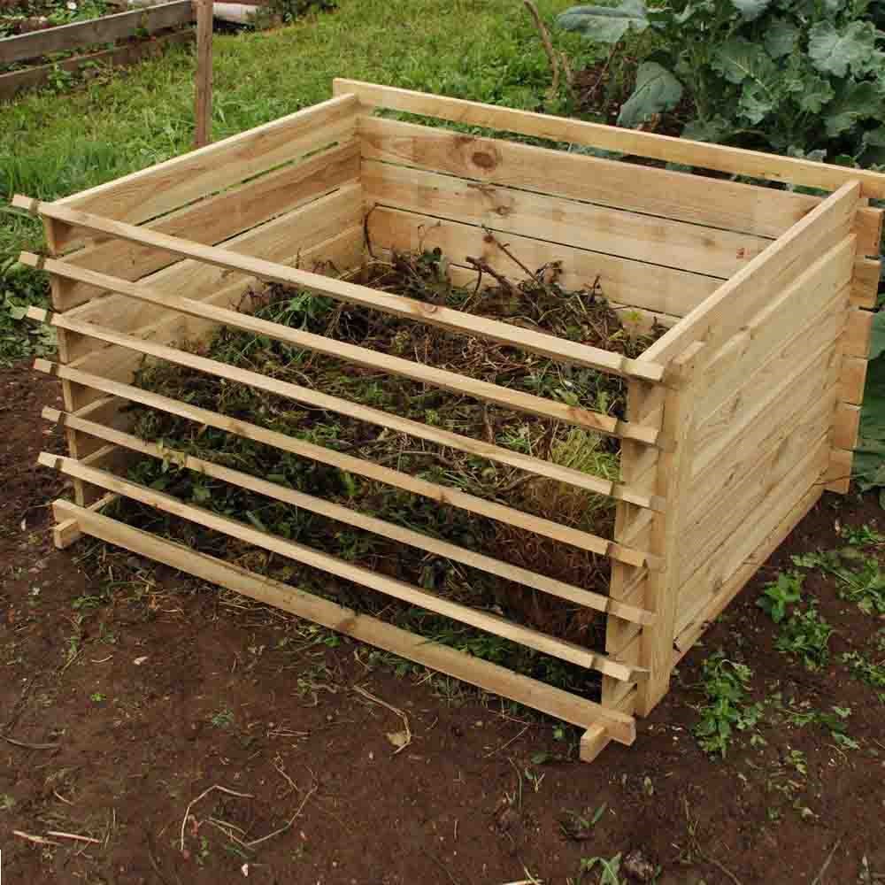 Easy-Load Wooden Slatted Compost Bin