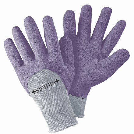 Pack of Three - Thermal Extra Grip Gardening Gloves Latex All Purpose Twin Pack Heather Small
