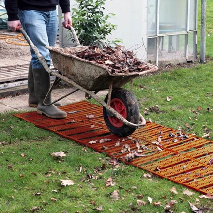 Instant Garden Roll Out Path Terracotta - Plastic - Chevron - 3 Metres - Double Width