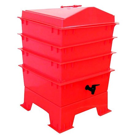3 Tray Deluxe Tiger Wormery in Red (46.5L)