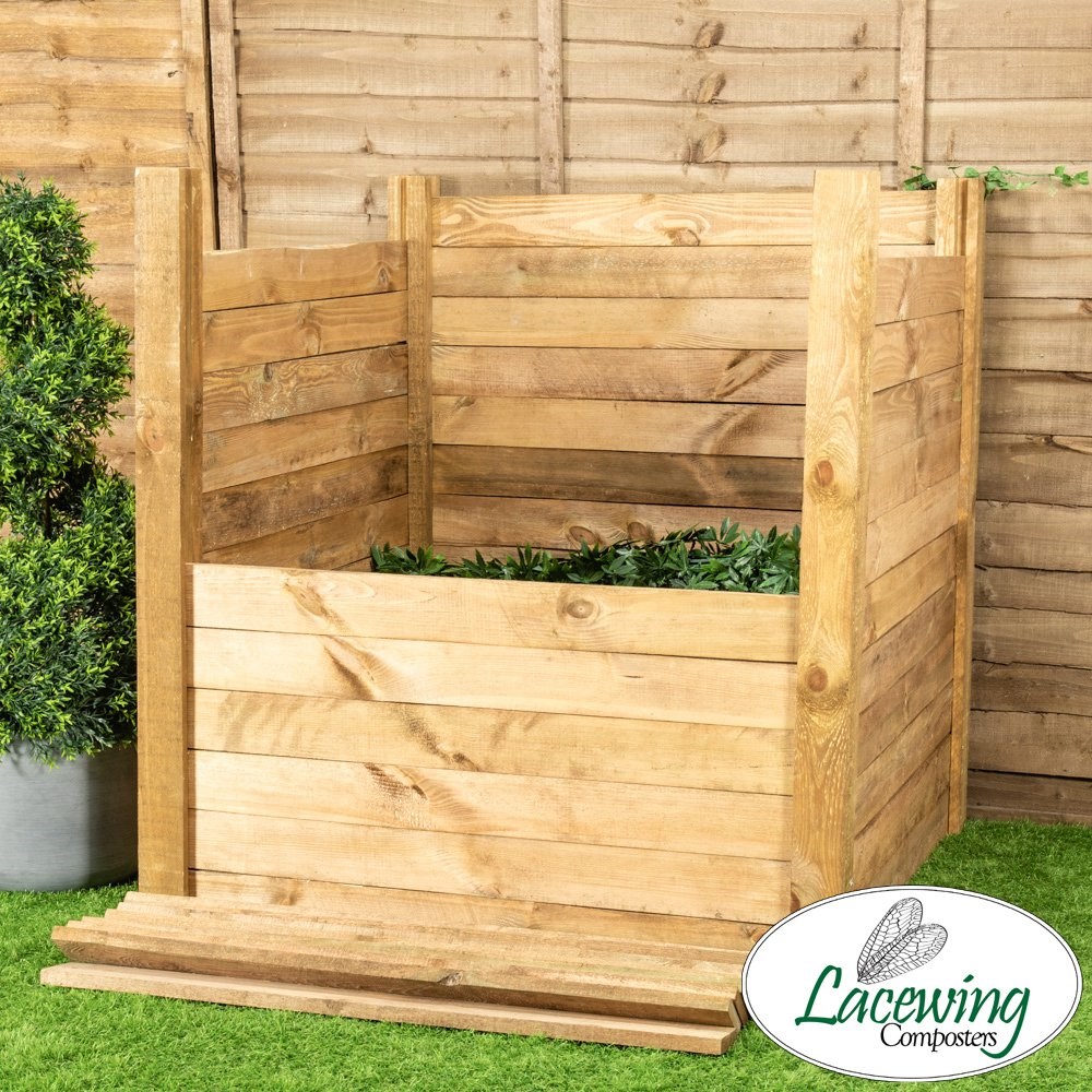 Easy-Load Wooden Slotted Compost Bin