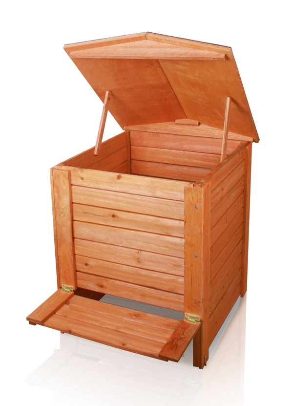 Hinged Lid Wooden Compost Bin