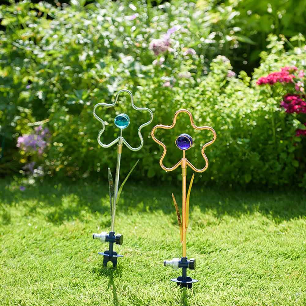 Flopro Decorative Flower Garden Sprinkler Small Pack of Two - Silver and Bronze