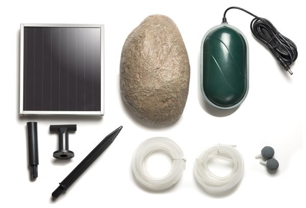 120LPH 2-Stone Solar Oxygenator / Pond Aerator with Pebble Cover by Solaray