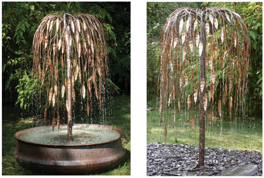 Weeping Willow Copper Tree Water Feature - Large - With Copper Bowl Reservoir