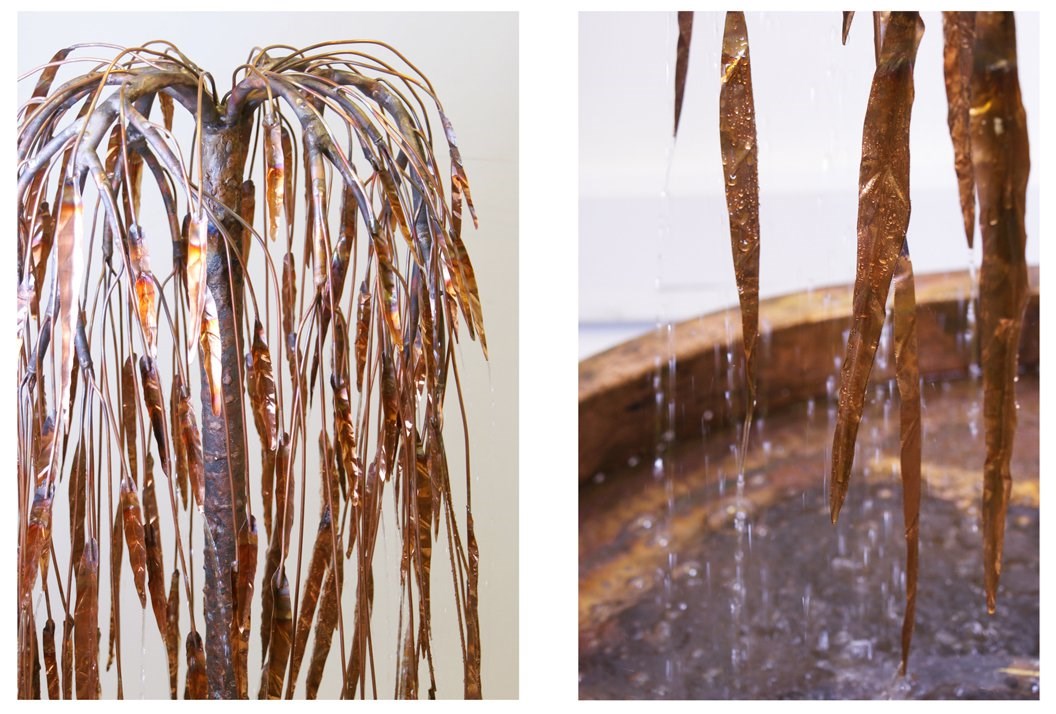 Weeping Willow Copper Tree Water Feature - Large - With Copper Bowl Reservoir