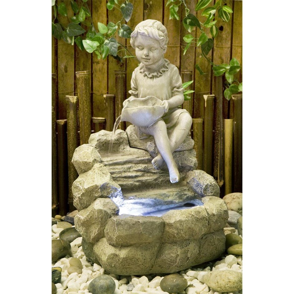 H42cm Girl Pouring Water Feature w/ LED Lights | Indoor/Outdoor Use | Ambienté