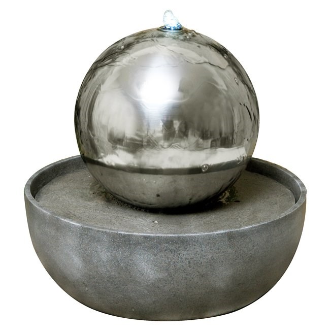 Eclipse Sphere Stainless Steel Water Feature w/ Lights | Ambienté